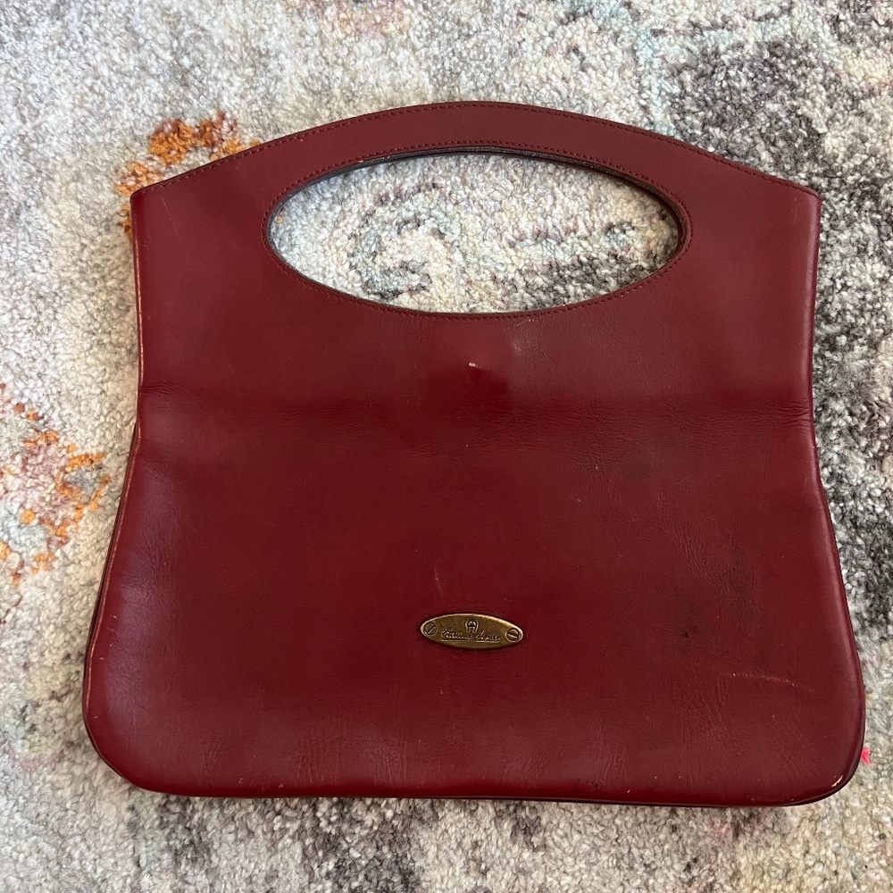 Etienne Aigner Vintage Red Leather Purse Clutch